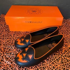 Strange Cvlt Shoes Jack o Lantern Pumpkin Women's Flats Black Orange Used w box